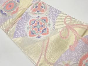 扇に華紋模様織出し袋帯